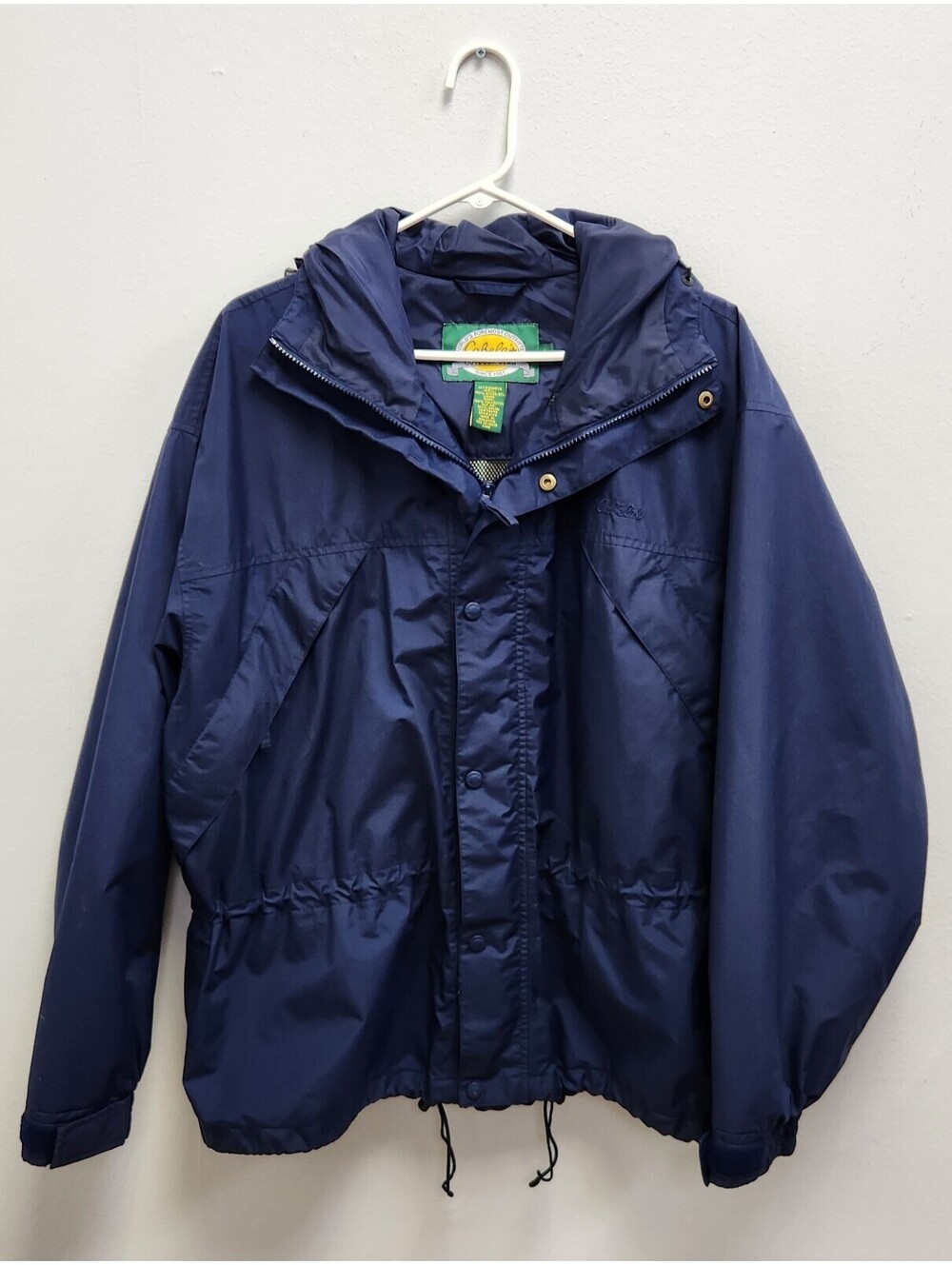 Cabela's Vintage Gore-Tex Rain Jacket Men's Large Navy Blue Hooded Waterproof